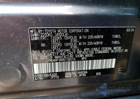 2024 Toyota Rav4 Limited z USA, uszkodzony, nr VIN JTMD6RFV6RD136016